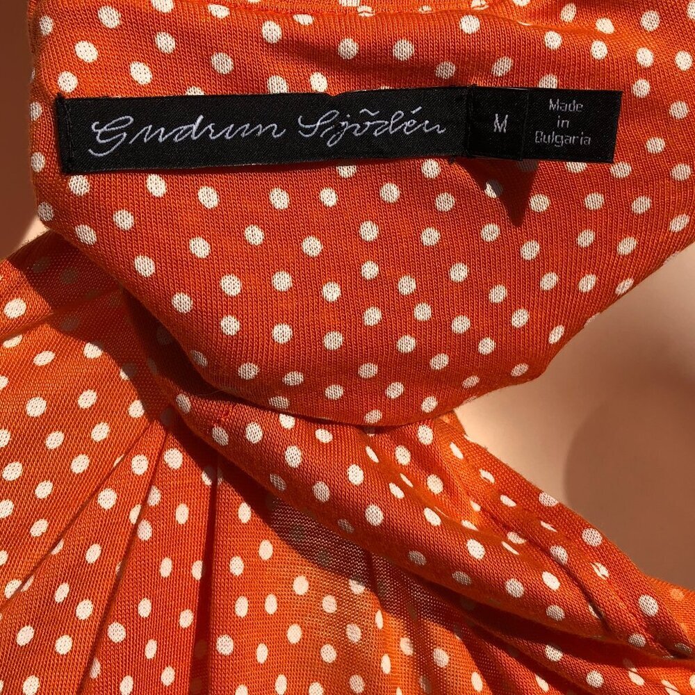 Gudrun Sjödén Medium Orange Polka Dot Dress White Sleeveless Tank Scoop pytte - Picture 8 of 8